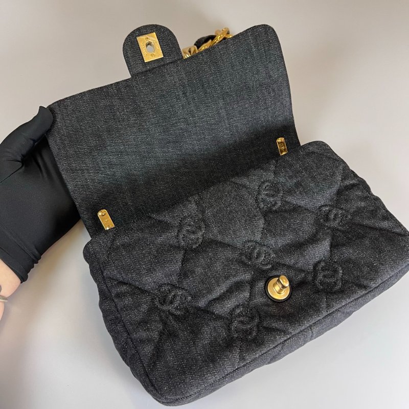 CHANEL 季節款牛仔粗金鍊單肩包 AS3216/晶片款-5