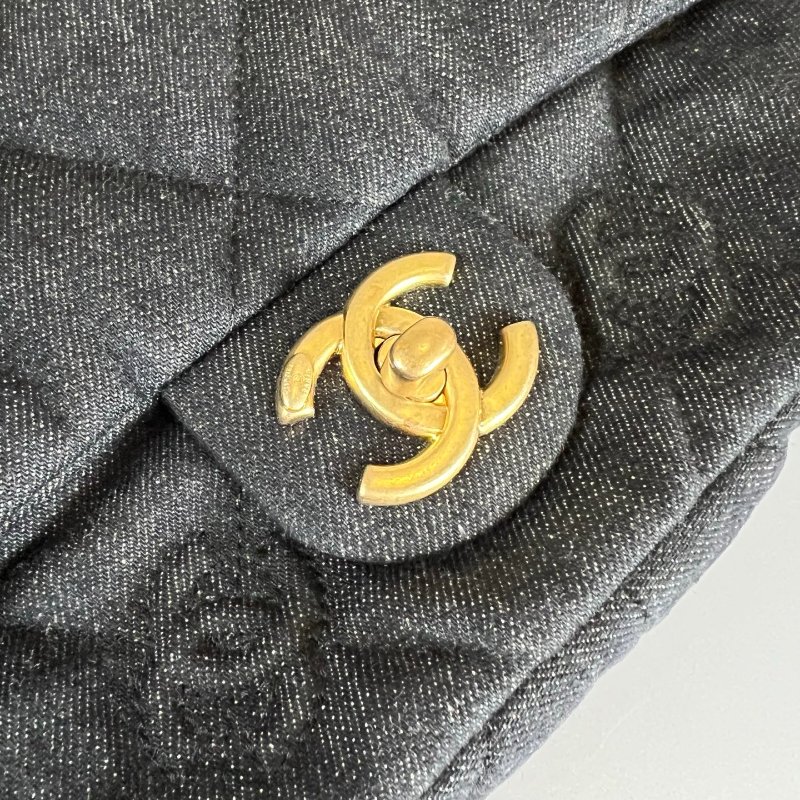 CHANEL 季節款牛仔粗金鍊單肩包 AS3216/晶片款-7
