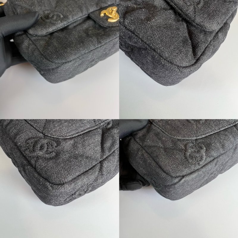 CHANEL 季節款牛仔粗金鍊單肩包 AS3216/晶片款-9