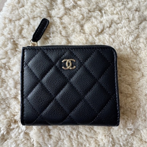 全新 Chanel L型開短夾 黑金