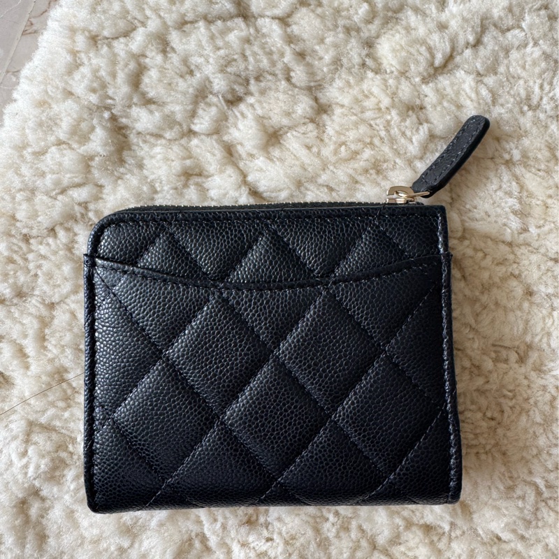 全新 Chanel L型開短夾 黑金-1