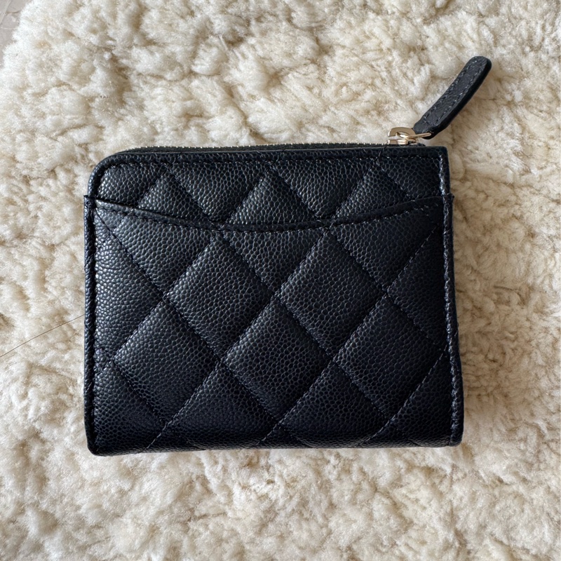 全新 Chanel L型開短夾 黑金-7