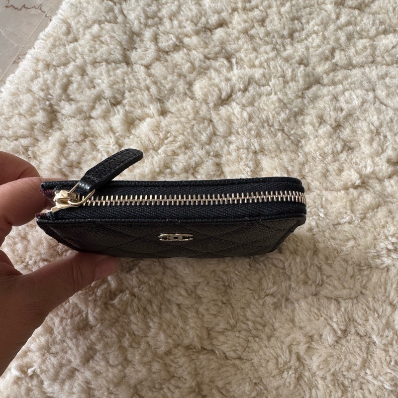 全新 Chanel L型開短夾 黑金-8