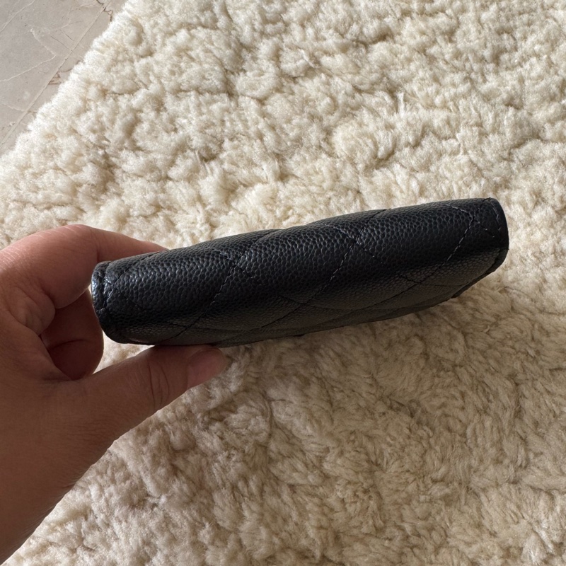 全新 Chanel L型開短夾 黑金-9