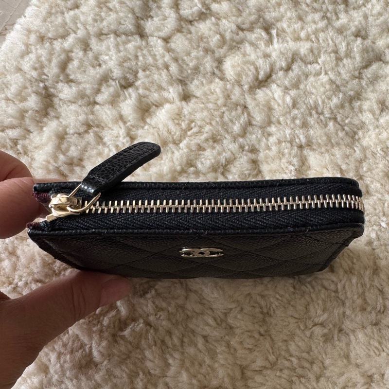 全新 Chanel L型開短夾 黑金-14