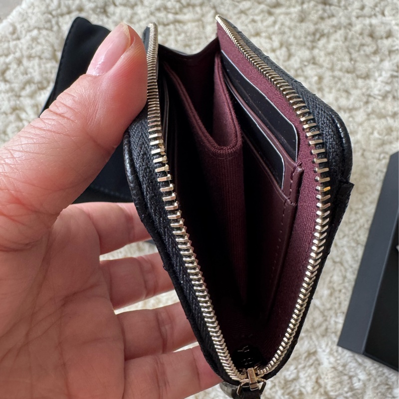 全新 Chanel L型開短夾 黑金-16