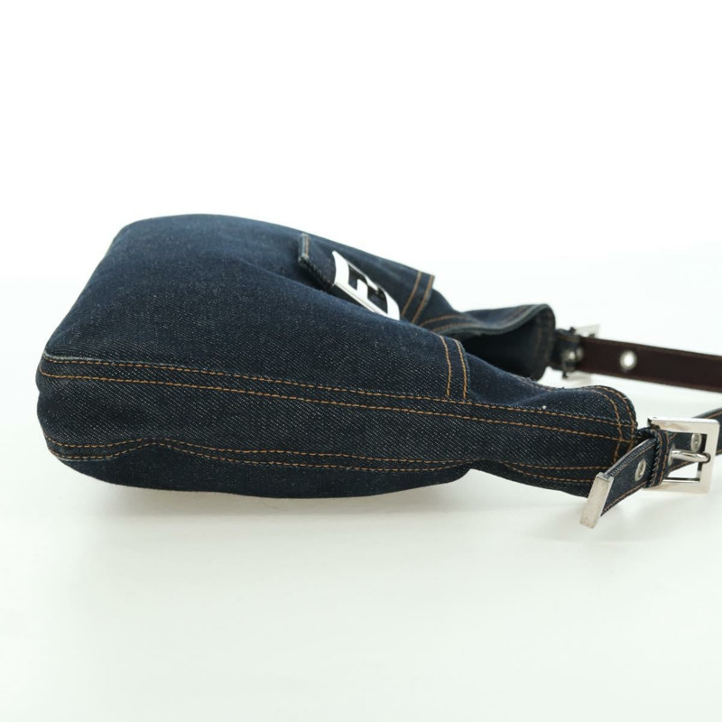 【日本直送】FENDI Mamma Baguette 單肩包 牛仔藍 海軍藍 銀色 正品 am11393V-3
