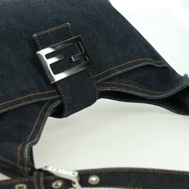 【日本直送】FENDI Mamma Baguette 單肩包 牛仔藍 海軍藍 銀色 正品 am11393V-5
