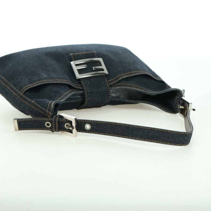 【日本直送】FENDI Mamma Baguette 單肩包 牛仔藍 海軍藍 銀色 正品 am11393V-6