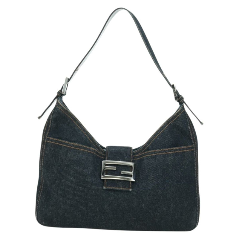 【日本直送】FENDI Mamma Baguette 單肩包 牛仔藍 海軍藍 銀色 正品 am11393V-12