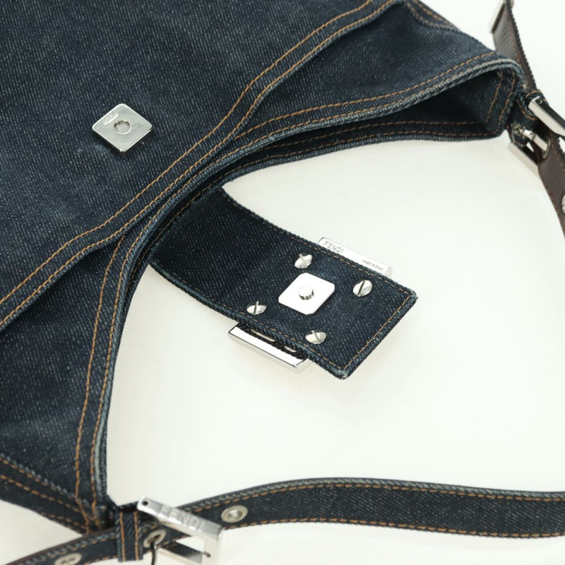 【日本直送】FENDI Mamma Baguette 單肩包 牛仔藍 海軍藍 銀色 正品 am11393V-18