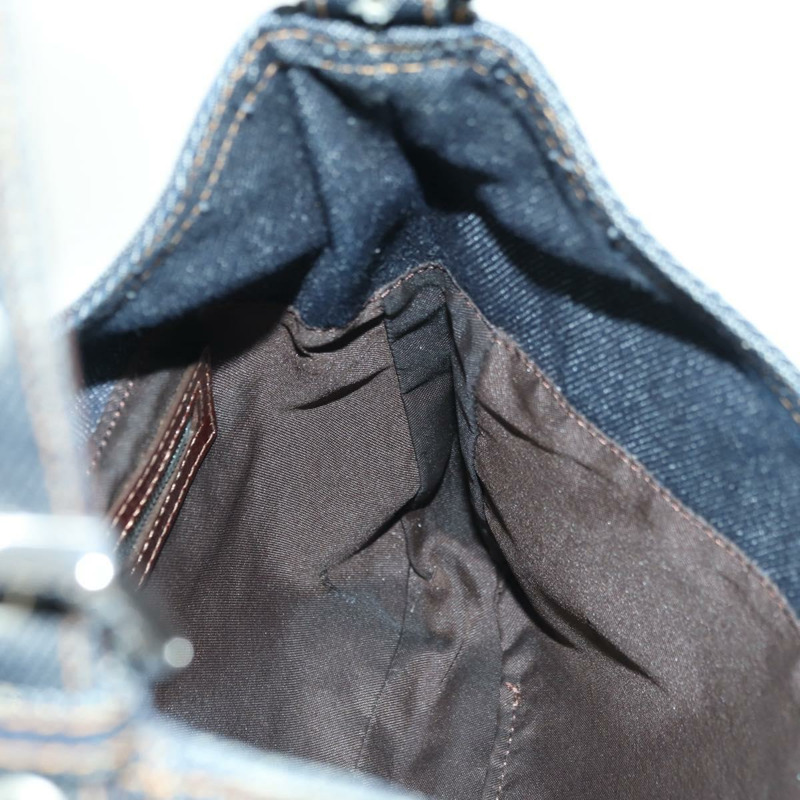 【日本直送】FENDI Mamma Baguette 單肩包 牛仔藍 海軍藍 銀色 正品 am11393V-22