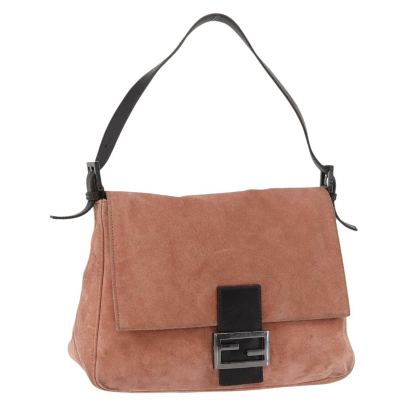 【日本直送】FENDI Mamma Baguette 單肩包 粉紅銀色麂皮 正品 176353A-0