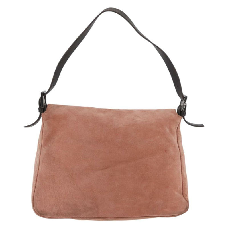 【日本直送】FENDI Mamma Baguette 單肩包 粉紅銀色麂皮 正品 176353A-1