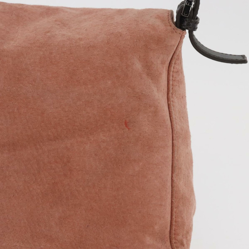 【日本直送】FENDI Mamma Baguette 單肩包 粉紅銀色麂皮 正品 176353A-2