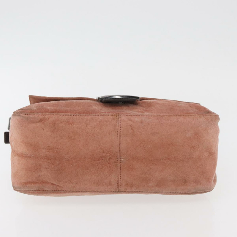 【日本直送】FENDI Mamma Baguette 單肩包 粉紅銀色麂皮 正品 176353A-5