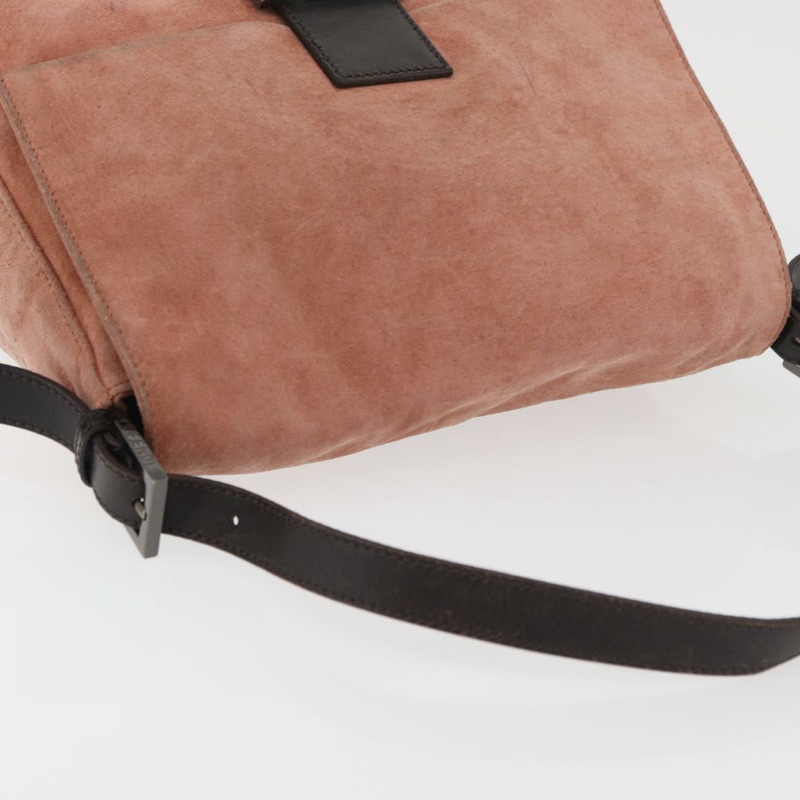【日本直送】FENDI Mamma Baguette 單肩包 粉紅銀色麂皮 正品 176353A-6
