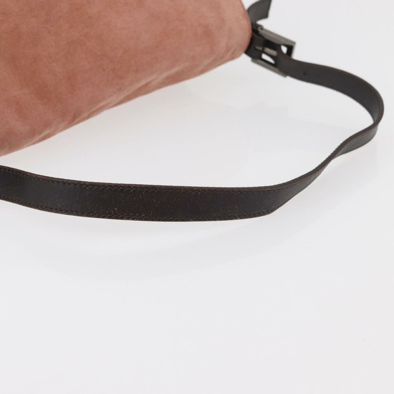 【日本直送】FENDI Mamma Baguette 單肩包 粉紅銀色麂皮 正品 176353A-7