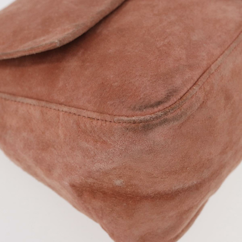 【日本直送】FENDI Mamma Baguette 單肩包 粉紅銀色麂皮 正品 176353A-8