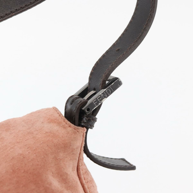 【日本直送】FENDI Mamma Baguette 單肩包 粉紅銀色麂皮 正品 176353A-9