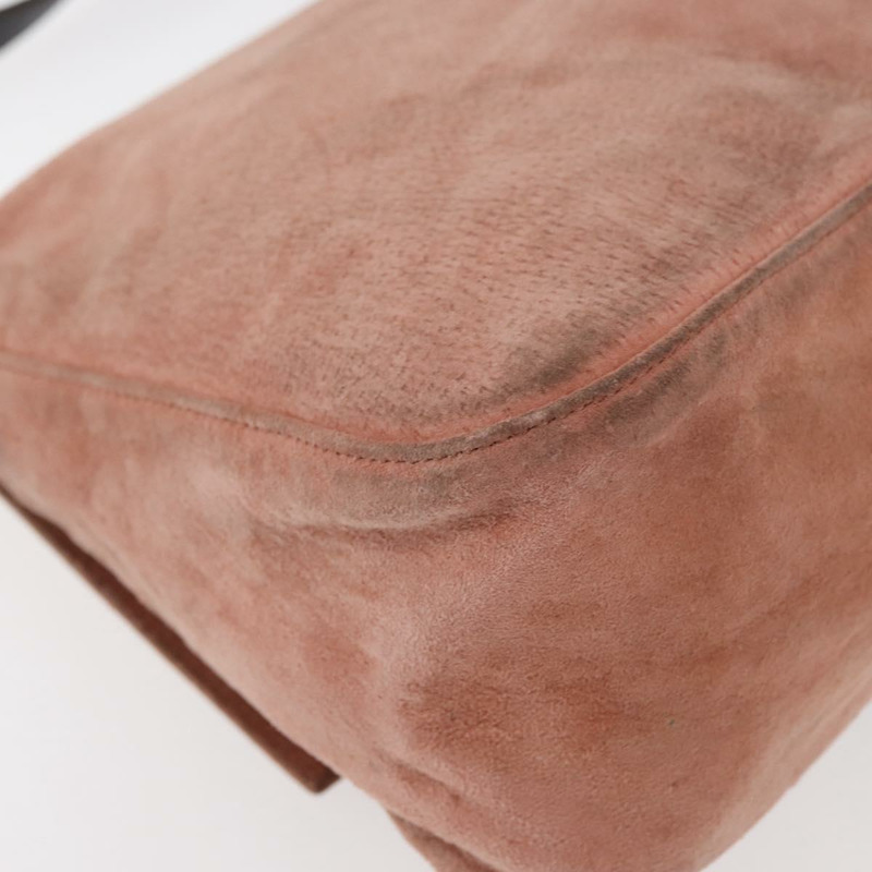 【日本直送】FENDI Mamma Baguette 單肩包 粉紅銀色麂皮 正品 176353A-15