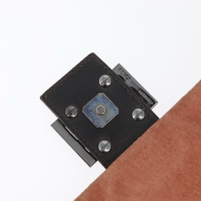 【日本直送】FENDI Mamma Baguette 單肩包 粉紅銀色麂皮 正品 176353A-18