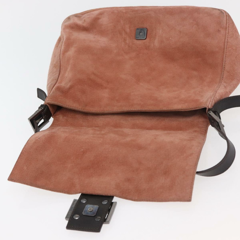 【日本直送】FENDI Mamma Baguette 單肩包 粉紅銀色麂皮 正品 176353A-19