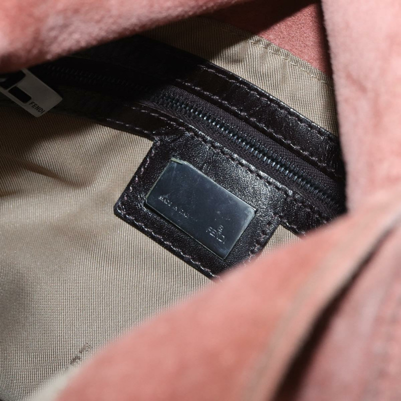 【日本直送】FENDI Mamma Baguette 單肩包 粉紅銀色麂皮 正品 176353A-20