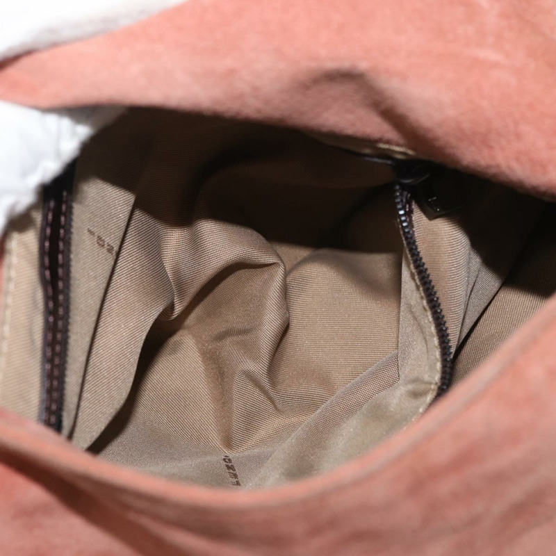 【日本直送】FENDI Mamma Baguette 單肩包 粉紅銀色麂皮 正品 176353A-24