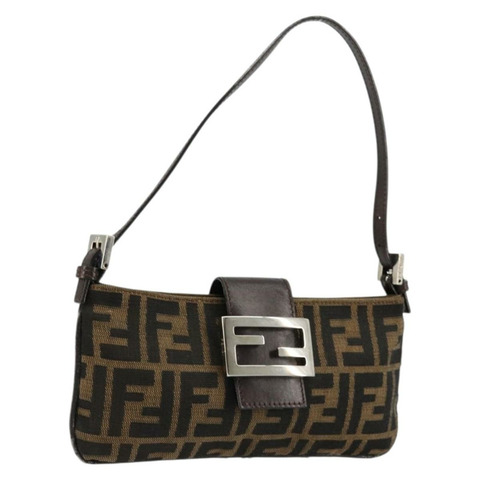 FENDI Zucca帆布Mamma Baguette手袋 棕色/黑色 正品 176365