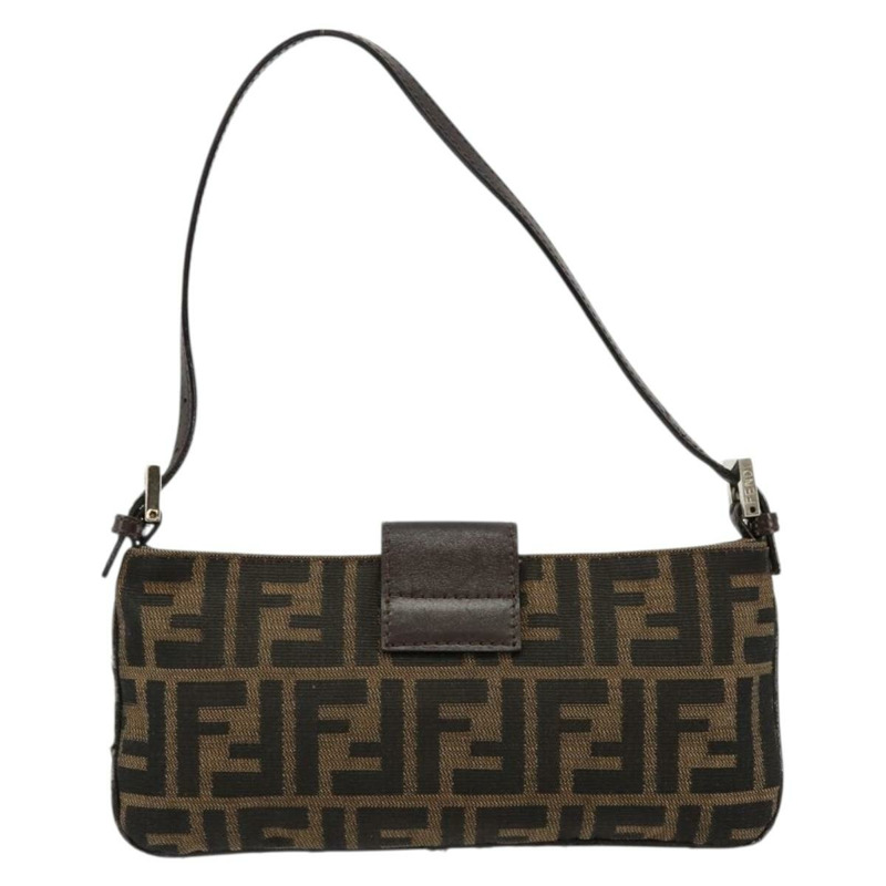 【日本直送】FENDI Zucca帆布Mamma Baguette手袋 棕色/黑色 正品 176365-1