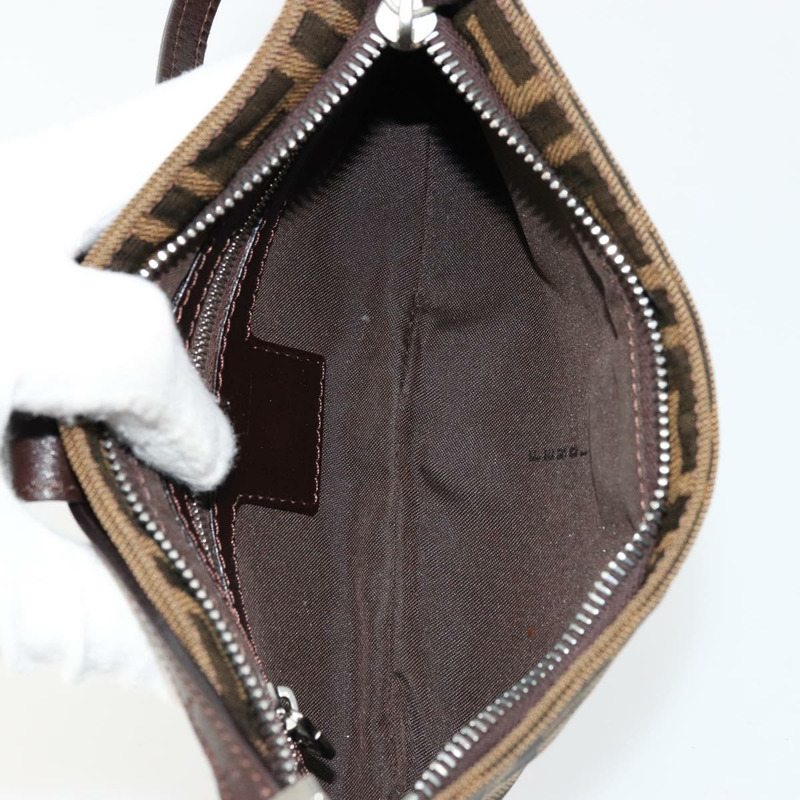 【日本直送】FENDI Zucca帆布Mamma Baguette手袋 棕色/黑色 正品 176365-10