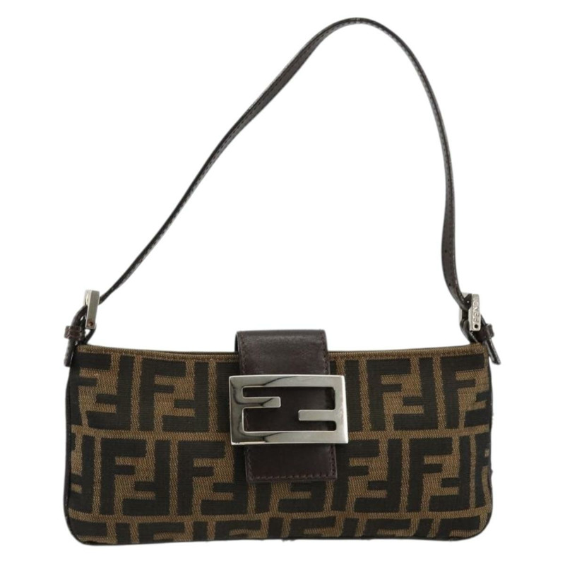 【日本直送】FENDI Zucca帆布Mamma Baguette手袋 棕色/黑色 正品 176365-12
