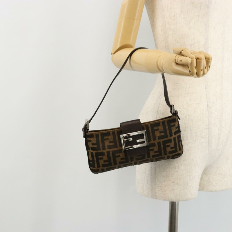 【日本直送】FENDI Zucca帆布Mamma Baguette手袋 棕色/黑色 正品 176365-25