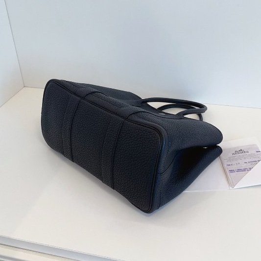 近新品 Hermes愛馬仕 黑銀花園Garden Party30 TC皮 手提包-3