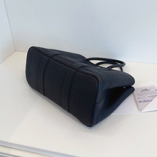 近新品 Hermes愛馬仕 黑銀花園Garden Party30 TC皮 手提包-7