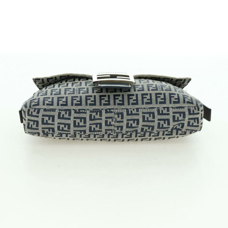 【日本直送】FENDI Zucchino帆布Mamma Baguette單肩包 海軍藍/銀色 正品 176216SAM-4