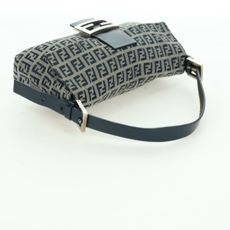【日本直送】FENDI Zucchino帆布Mamma Baguette單肩包 海軍藍/銀色 正品 176216SAM-6