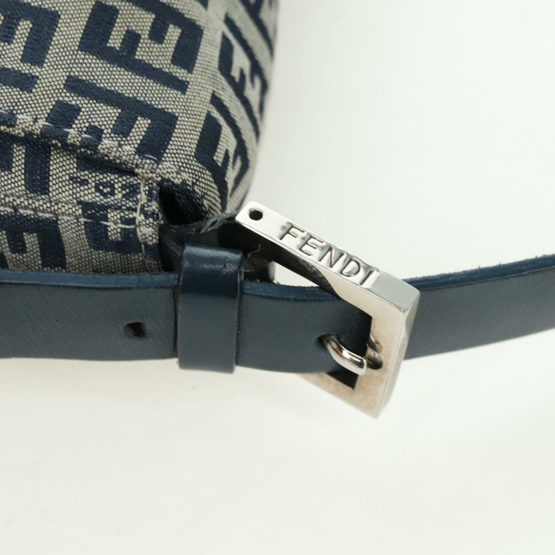【日本直送】FENDI Zucchino帆布Mamma Baguette單肩包 海軍藍/銀色 正品 176216SAM-7