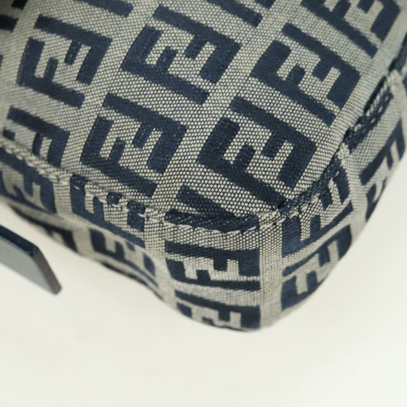 【日本直送】FENDI Zucchino帆布Mamma Baguette單肩包 海軍藍/銀色 正品 176216SAM-14