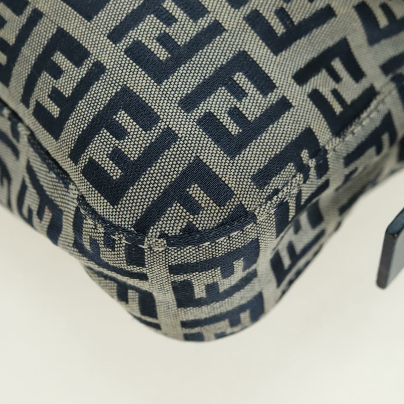 【日本直送】FENDI Zucchino帆布Mamma Baguette單肩包 海軍藍/銀色 正品 176216SAM-15