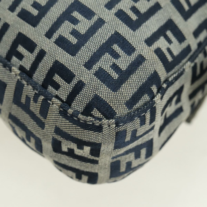 【日本直送】FENDI Zucchino帆布Mamma Baguette單肩包 海軍藍/銀色 正品 176216SAM-17