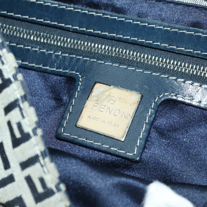 【日本直送】FENDI Zucchino帆布Mamma Baguette單肩包 海軍藍/銀色 正品 176216SAM-20