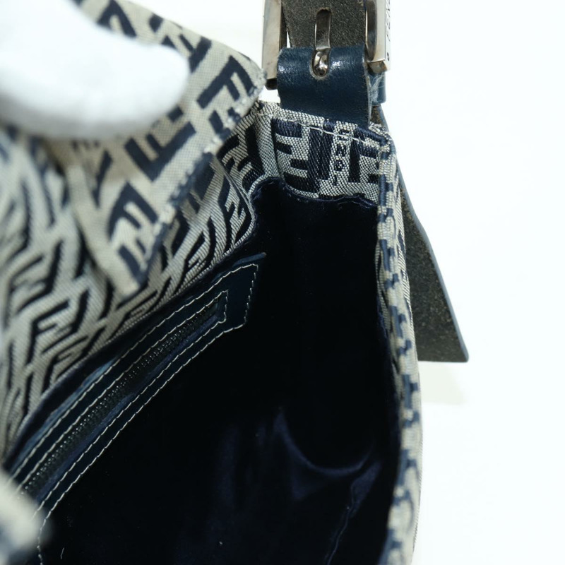 【日本直送】FENDI Zucchino帆布Mamma Baguette單肩包 海軍藍/銀色 正品 176216SAM-21
