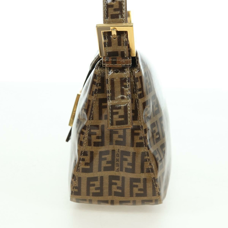 【日本直送】FENDI Zucchino 帆布 Mamma Baguette 包，塗佈帆布，米色金色，正品 175878SAM-2