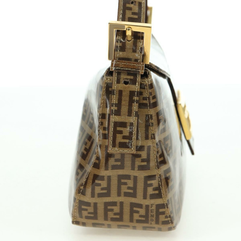 【日本直送】FENDI Zucchino 帆布 Mamma Baguette 包，塗佈帆布，米色金色，正品 175878SAM-3