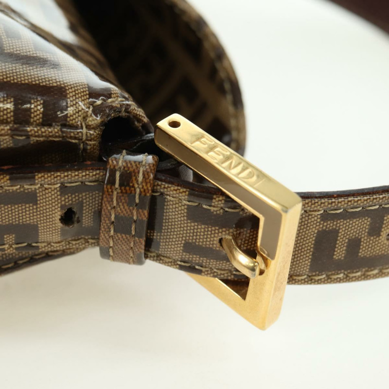 【日本直送】FENDI Zucchino 帆布 Mamma Baguette 包，塗佈帆布，米色金色，正品 175878SAM-7