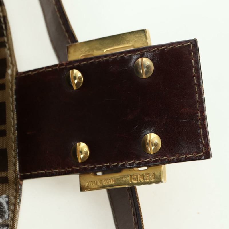 【日本直送】FENDI Zucchino 帆布 Mamma Baguette 包，塗佈帆布，米色金色，正品 175878SAM-8