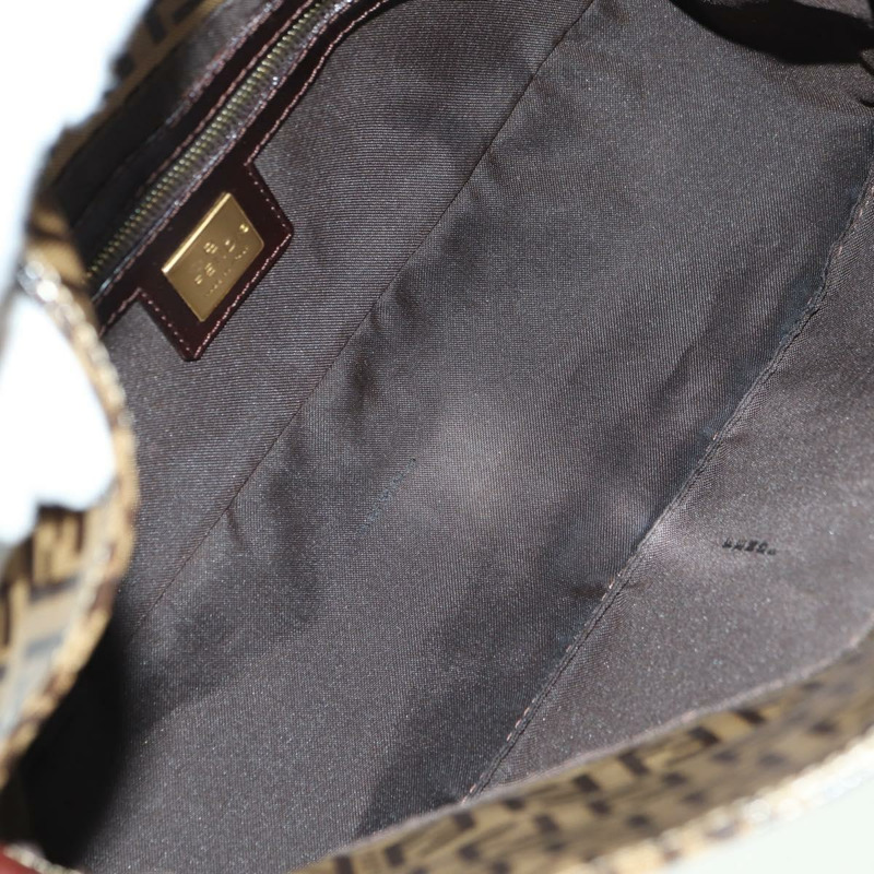 【日本直送】FENDI Zucchino 帆布 Mamma Baguette 包，塗佈帆布，米色金色，正品 175878SAM-9