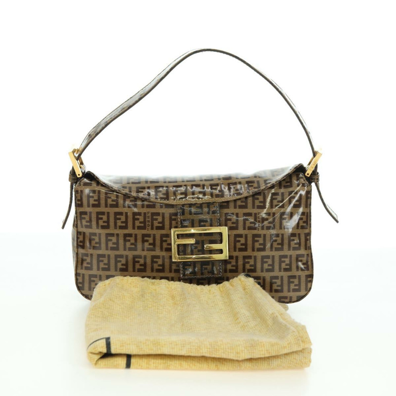 【日本直送】FENDI Zucchino 帆布 Mamma Baguette 包，塗佈帆布，米色金色，正品 175878SAM-11